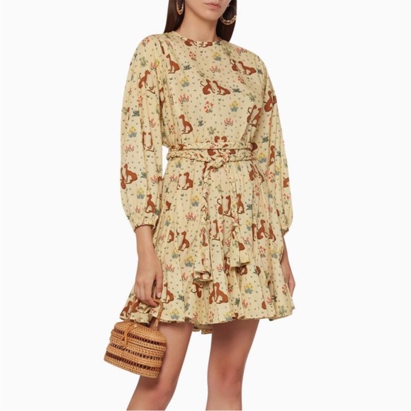 Rhode Ella Mini Dress Safari Animals Leopard Cheetah Meadow New Size Small - Picture 1 of 12